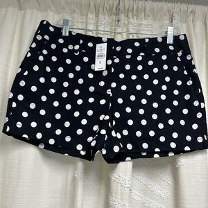 NWT Loft size 6 Black and white polka dot 4” shorts